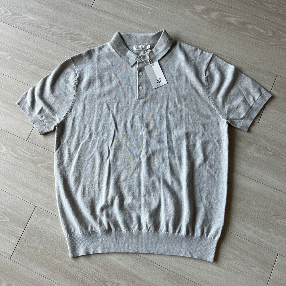 Collars & Co Polo Shirt Mens XL Cotton Linen Blend Gray